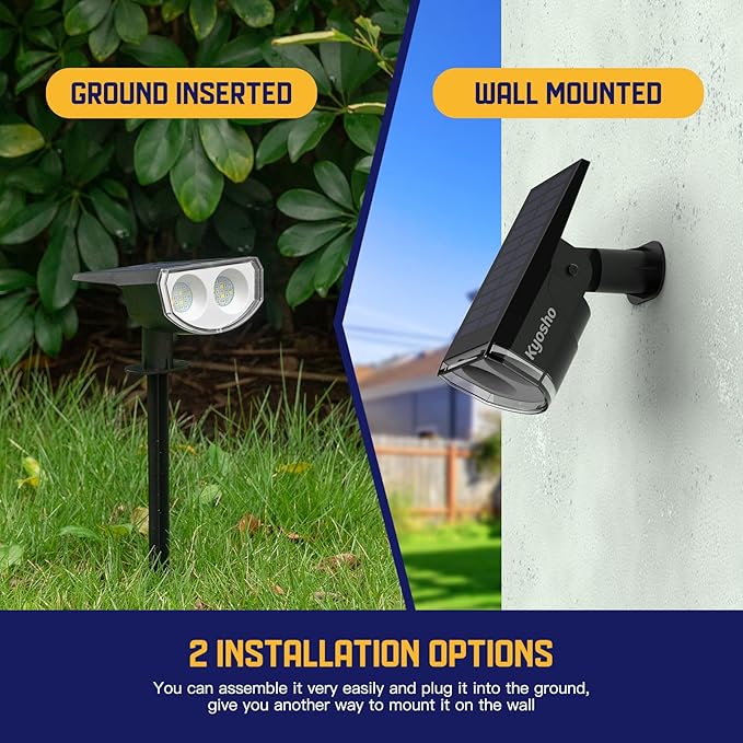 Kyosho Color Changing Solar Outdoor Lights, 9 Lighting Modes Halloween Christmas Lights, Waterproof RGBW Multicolor Solar Spotlight for Tree Pool Garden, 4 Pack