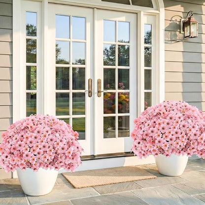 22 Pack Artificial Flowers Outdoor Fake Plants, Faux Flowers UV Resistant with Plastic Plants, Faux Silk Flowers for Outdoors Outside Front Porch Hanging Planter Window Box Garden Decoration(Pink)