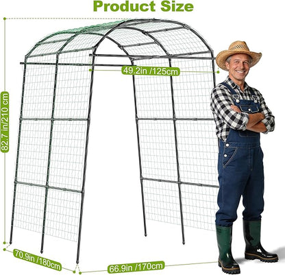 Miory Garden Arch Trellis for Climbing Plants Outdoor, Metal Plants Support Trellis for Climbing Vine Tomato Vegetable Flower Fruit, Cucumber Trellis for Raised Bed (71 x 83 Inch)