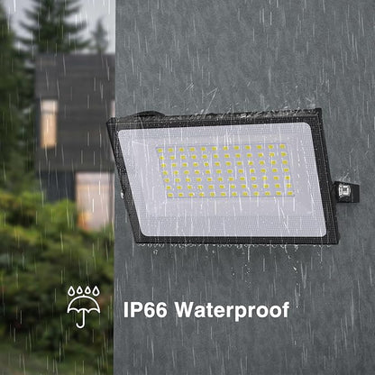 Onforu 80W Flood Lights Outdoor, 8000lm Bright LED Work Light with Plug, 6500K Daylight White LED Flood Lighting, IP66 Waterproof Security Yard Lights for Garage Stadium 2 Pack