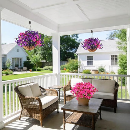 INQCMY Artificial Flowers for Outdoors Fake Plants Spring Decoration, 12 Bundles Faux Petunias UV Resistant No Fade Realistic Silk Flower for Outside Planters Patio Porch Yard Window Box