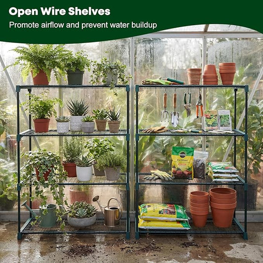 4 Tier Garden Greenhouse Steel Staging Shelving Plant Stand Garden