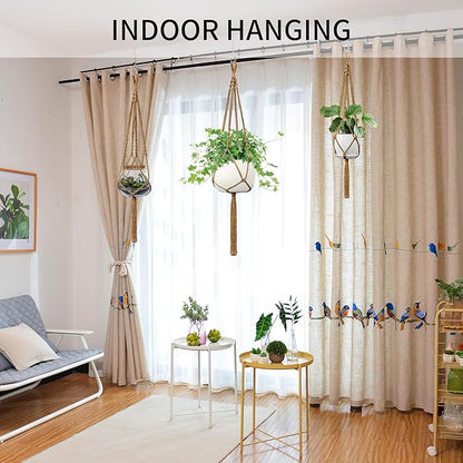 Macrame Plant Hanger - Fits 4 to 13 inches Pots for Indoor Outdoor, 34"/41"/46" 3 Sizes Set, Brown (POTS NOT Included)