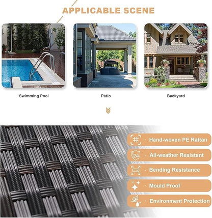 Kullavik 15 Pieces Outdoor Patio Furniture Set with 43" 55000BTU Gas Propane Fire Pit Table PE Wicker Rattan Sectional Sofa Patio Conversation Sets,Sand