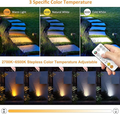 MEIHUA Solar Spotlights Outdoor 2 in 1, Solar Powered Landscape Spotlights 2700K/4000K/6500K, 3 Brightness with Remote Control, IP66 Waterproof Solar Spot Lights Outdoor for Garden Pathway