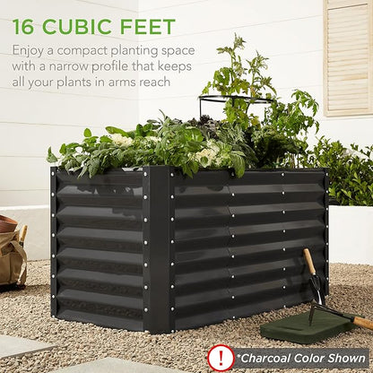 Best Choice Products 4x2x2ft Outdoor Metal Raised Garden Bed, Deep Root Planter Box for Vegetables, Flowers, Herbs, and Succulents w/ 119 Gallon Capacity - Beige