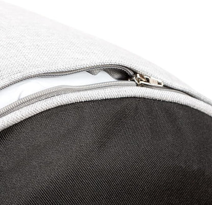 QILLOWAY Indoor/Outdoor Inflatable Stool,Round Ottoman,All Weather Foot Rest for Camping or Home,Silver/Grey