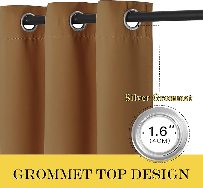 NICETOWN Blackout Curtains for Sliding Glass Door Room Divider Noise Reduce Curtain Panel Portable Window Screen Sliding Partition, W100 x L102 inches, 1 Panel, Gold Brown