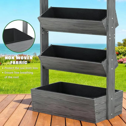 Wooden Vertical Raised Garden Bed, 5 Tier Garden Planters Raised Beds Freestanding Plant Stand Flower Rack Wooden Planter Box for Plants Herbs Flowers Vegetables Outdoor Indoor Gardening