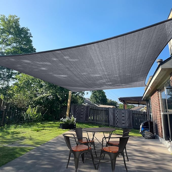 SUNLAX Sun Shade Sail 11' x 19' Dark Grey Rectangle Canopy Sail Shade Cover UV Block Permeable Sunshade Outdoor for Patio Backyard Deck Pergola (We Make Custom Size)
