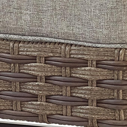 Outdoor Cushioned Ottoman Wicker Patio Furniture Ottoman with Grey Cushion Metal Steel Frame
