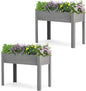 SoliWood Set of 2 Raised Garden Bed with Legs, 40x20x31'', Outdoor Wood Elevated Planter Box, Thick Legs, w/Liner