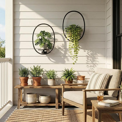 2 Pack Plant Stand Indoor Outdoor Hanging Planters for Plants Wall Plant Holder for Indoor Plants Plant Frames Wall Decor for Livingroom Bedroom Balcony Patio