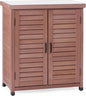 Outdoor Potting Bench with Storage Cabinet and Metal Top, Wood Workstation for Outdoor Patio, Garden (Dark Brown, 31x17x36‘’)