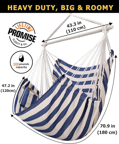 ADVOKAIR Hammock Chair Large 70.9"x47.2", 32% Bigger XXL Hanging Swing Chair with 500lbs Capacity, Heavy Duty Steel Spreader Bar, Extra Roomy Comfort for Adult Indoor Outdoor Bedroom Patio