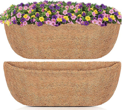 Y&M 48" Coco Liner for Window Box Deck Basket Planter Trough Coconut Fiber Liners, 2pcs Trough Coco Liner Pre-Formed Replacement