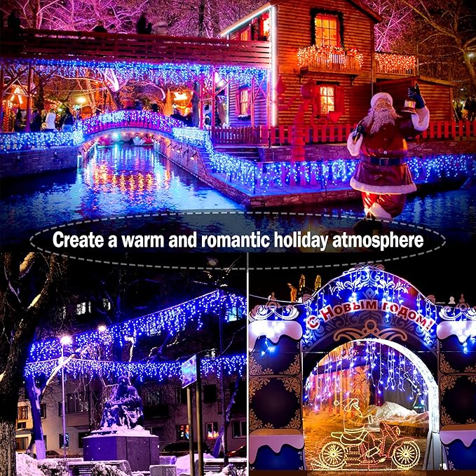 String Lights 99 ft Blue LED Strand with 8 Lighting Modes
