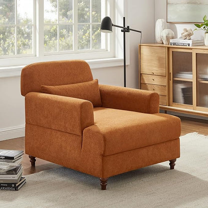 Oversized Chaise Lounge Chair Set of 2, Cloud Fluffy Chaise Sofa Recliner with Adjustable Backrest, Comfy Upholstered Sleeper Couch Bed, Modern Deep Seat Reading Armchair for Living Room, Bedroom