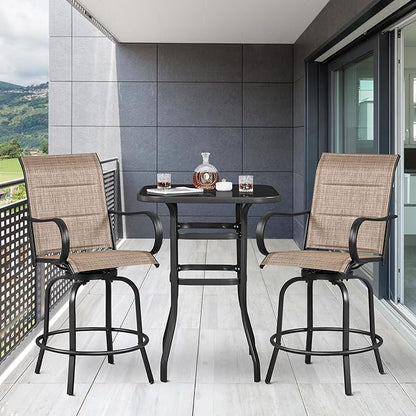 Yaheetech 6 Piece Patio Swivel Bar Stools Texteline Bistro Chairs with High Back/Armrest/Footrest, All Weather Padded Seating Outdoor Furniture Height Outdoor Chairs for Outside, Lawn & Garden