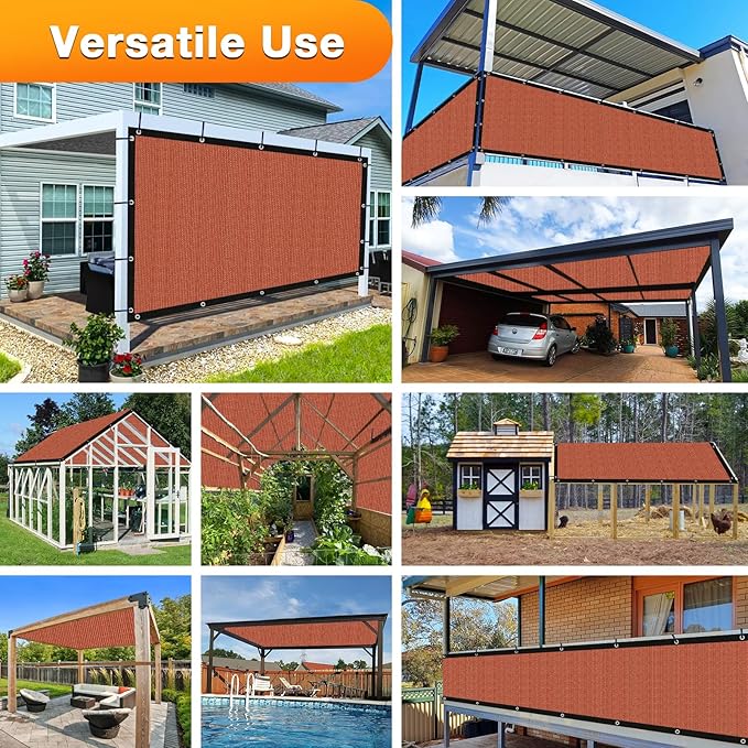 Artpuch 90% Sun Shade Cloth, 6 x 8 FT Pergola Shade Cover Canopy with Grommets, Sun Screen Fabric Tarp for Patio, Outdoor, Garden, Backyard, Rust Red