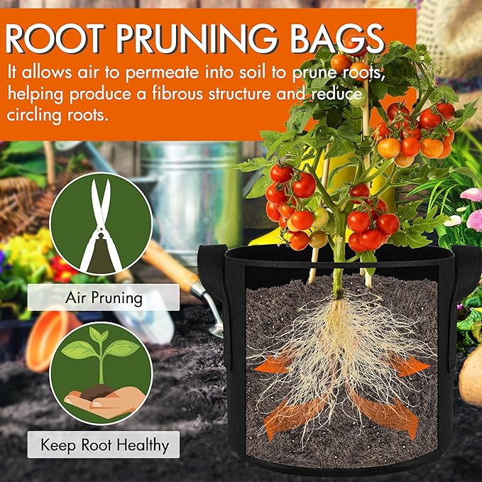 Gardzen 6-Pack 20 Gallon Grow Bags, Aeration Fabric Pots with Handles, Heavy Duty Cloth Pots for Plants