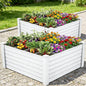 YITAHOME 48x48x24 in Plastic Raised Garden Bed 2pcs with Growth Grid, Large Outdoor Vinyl Planter Box for Plants, Vegetables, and Flowers, Easy Installation, White