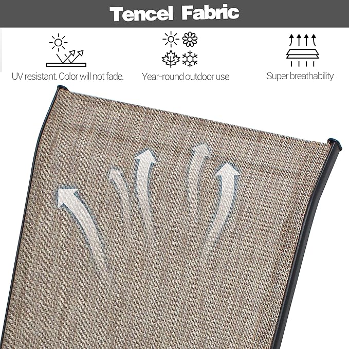 Patio Dining Chairs Set of 4 in Brown with Stackable Steel Frame