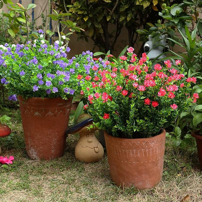 20 Bundles Artificial Flowers Outdoor Fake Flowers, UV Resistant No Fade Faux Plastic Greenery Shrubs Plants for Hanging Garden Porch Window Box Outside Decoration,Home Indoor Decor Red