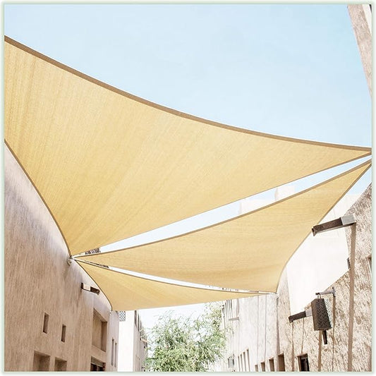 ColourTree 20' x 20' x 28.3' Beige Right Triangle CTAPRT20 Sun Shade Sail Canopy Mesh Fabric UV Block UPF50 - Commercial Heavy Duty & 190 GSM - 3 Years Warranty (We Make Custom Size)