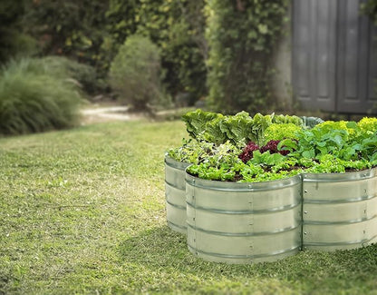 Plant & Plot Galvanized Raised Garden Beds Outdoor // 3×3×1 ft Planter Raised Beds for Gardening, Vegetables, Flowers // Large Metal Garden Box (Silver) // Patented Tool-Free Design
