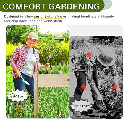 34x18x30in Wooden Raised Garden Bed with Legs,Elevated Reinforced Planter Box with Bed Liner for Backyard/Patio/Gardener,150lb Capacity - Natural