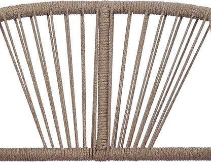 Merax 2-Piece Acacia Wood Patio Set - Curved Tub Loveseat & Slatted Coffee Table with Woven Rope Accents & Weather-Resistant Cushions for Deck, Porch or Garden,Teak+ Beige