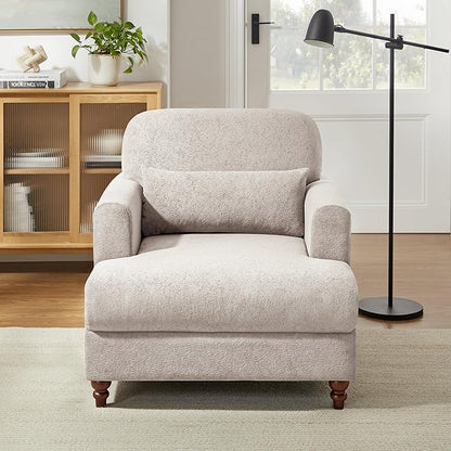 Oversized Chaise Lounge Chair Set of 2, Cloud Fluffy Chaise Sofa Recliner with Adjustable Backrest, Comfy Upholstered Sleeper Couch Bed, Modern Deep Seat Reading Armchair for Living Room, Bedroom