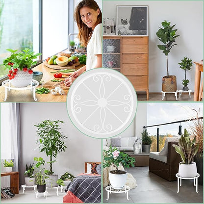 Plant Stands 5 Pack White Metal Plant Stand for Outdoor Indoor Plants Heavy Duty Flower Pot Stands for Multiple Plants Rustproof Iron Round Plant Shelf for Planter Potted Plant Holder for Garden Home