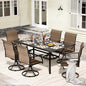 LEVELEVE 7 Piece Outdoor Patio Dining Set with 6 Swivel Dining Chairs & 1 Large Round Dining Table,Bistro Furniture Set for Lawn, Garden, Deck, Backyard and Porch