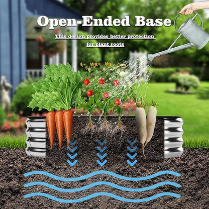Galvanized Metal Planter Raised Garden Bed Kit for Gardening Outdoor，4x2x1ft Planter Grow Garden Box Raised Flower Bed，Long Vegetable Clearance Herb Raised Garden Beds for Gardening Black