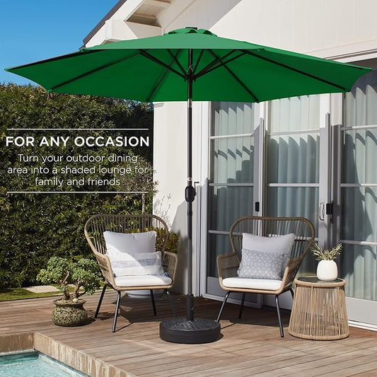 Outdoor Table Compatible Steel Polyester Market Patio Umbrella, 10ft