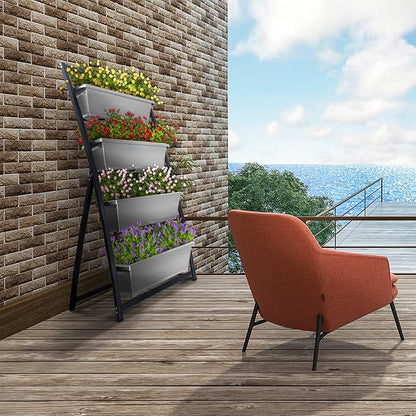 Outland Living 4-Ft Raised Garden Bed - Vertical Garden Freestanding Elevated Planters 4 Container Boxes - Good for Patio Balcony Indoor Outdoor - Perfect to Grow Vegetables Herbs Flowers