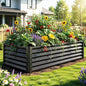 YITAHOME 6x3x1.5 ft Galvanized Raised Garden Bed Kit, Large Metal Planter Box with Gloves & Support Rod, Outdoor Flower Bed for Plants Vegetables, Black