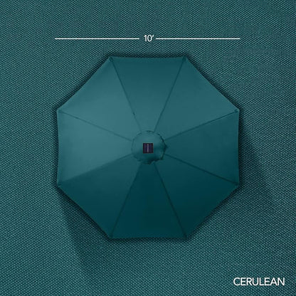 Best Choice Products 10ft Offset Cantilever Hanging Market Patio Umbrella, Smooth 360° Rotation, 8 Sturdy Ribs, Easy Adjustment - Cerulean