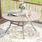 VICLLAX Round Patio Table with Adjustable Umbrella Hole for 6, All Weather Metal Outdoor Dining Table for Lawn Garden, 47.2" Outdoor Coffee Table, Cream Color Frame