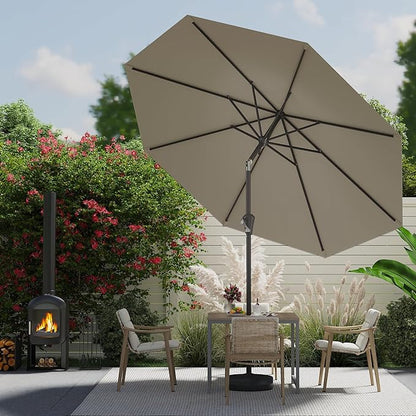 AreShark 9 FT Patio Umbrella for Outdoor, Outdoor Umbrella with Push Button Tilt and Crank, Outdoor Patio Umbrellas with 8 Sturdy Ribs for Market, Garden, Deck, Backyard, Pool (Mist Gray)