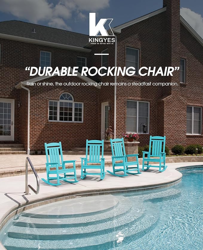 Rocking Chairs, 2-Pack in Aruba Blue, Weather-Resistant HDPE