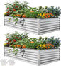 YITAHOME 8x4x2ft 2pcs Large Raised Garden Bed Kit, Galvanized Metal Planter Box with Gloves, Ground Nails & Safety Rubber, Outdoor Above Ground Planters for Plants Vegetables Flowers, Silver