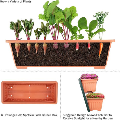 Raised Garden Beds - 5 Tier Vertical Garden Planter - Planters for Outdoor Plants - Gardening and Greenhouse Accessories by Pure Garden (Terracotta)