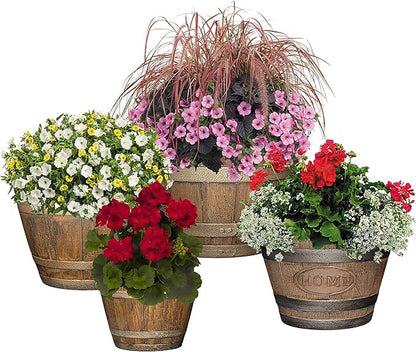 Classic Home and Garden S74CP5D-037R Whiskey Barrel Planter 5 Pack, 9", Kentucky Walnut