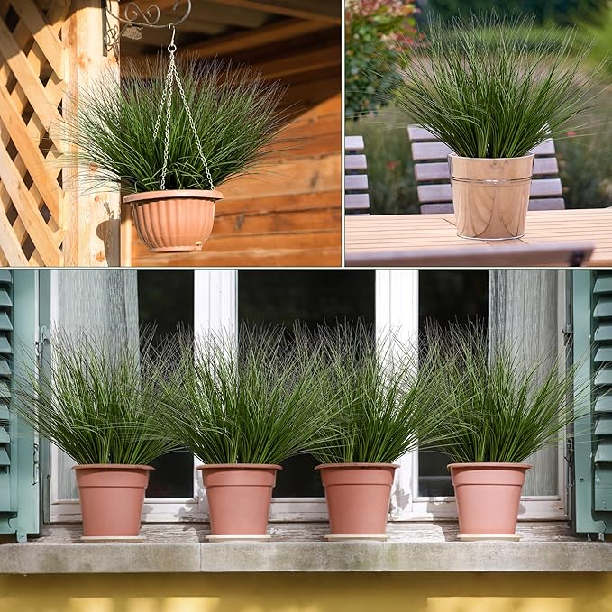 Artificial Plants Greenery: 48 Pack Green Plastic Wheat Grass, 17.3 Inch