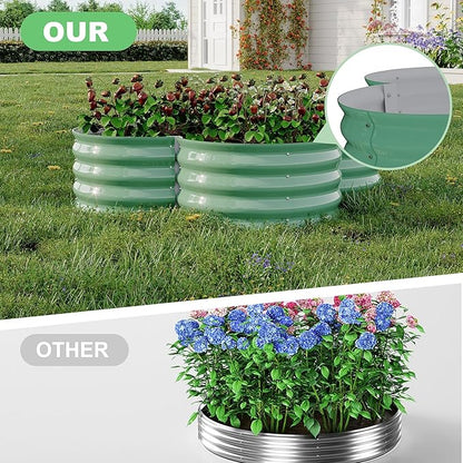 2-Pack Galvanized Raised Garden Bed, 4x4x1ft Outdoor Planter Box with Open Base for Herbs, Veggies & Flowers. Rust-Resistant Raised Garden Beds , Ground-Connected Design for Deep Root Growth, Green