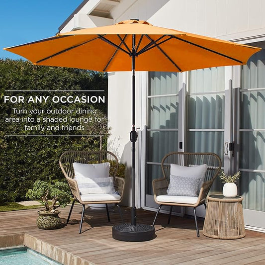 Outdoor Table Compatible Steel Polyester Market Patio Umbrella, 10ft