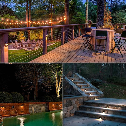 SUNVIE 5W LED Low Voltage Deck Lights, 12-24V Step Lights Outdoor with Fastlock2 Wire Connectors, Low Voltage Landscape Lighting 3000K Warm White Deck Stair Light Waterproof for Fence Post, 6 Pack